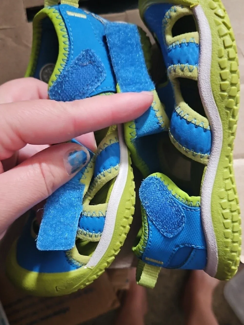 KEEN Kids Blue and Lime Green Water Shoes